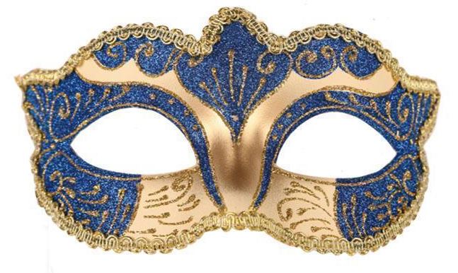 Venetiaans masker blauw - .Willaert, verkleedkledij, carnaval kledij, carnaval outfit, feestkledij, masker, Venetiaanse maskers, oogmasker, loupe, Venetiaans bal, gemaskerd bal, bal masque, gemaskerd feest, Masquerade